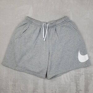 Nike Shorts Mens Large Athletic Sweats Jogger Elastic Swoosh Grey White Adult*